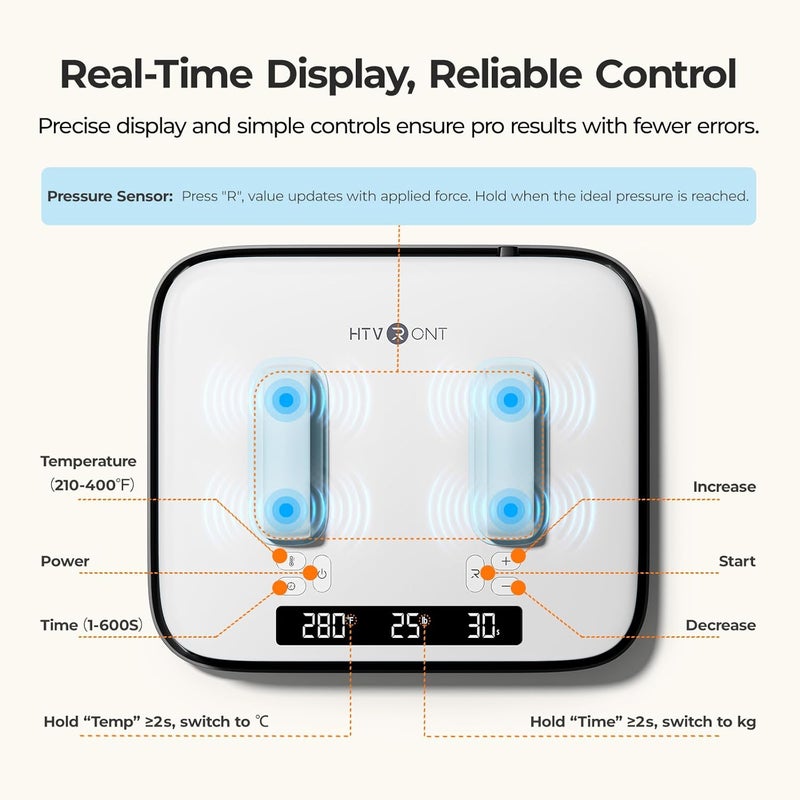 HTVRONT Heat Press Machine for T Shirts - Portable 12X10 Heat Press with Pressure Display, Heats Up Fast & Evenly H10 Heat Press Machines for HTV, Sublimation, Heat Transfer Projects - Image 2